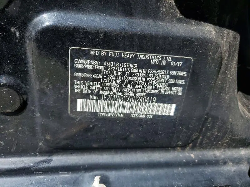 2017 SUBARU CROSSTREK PREMIUM  