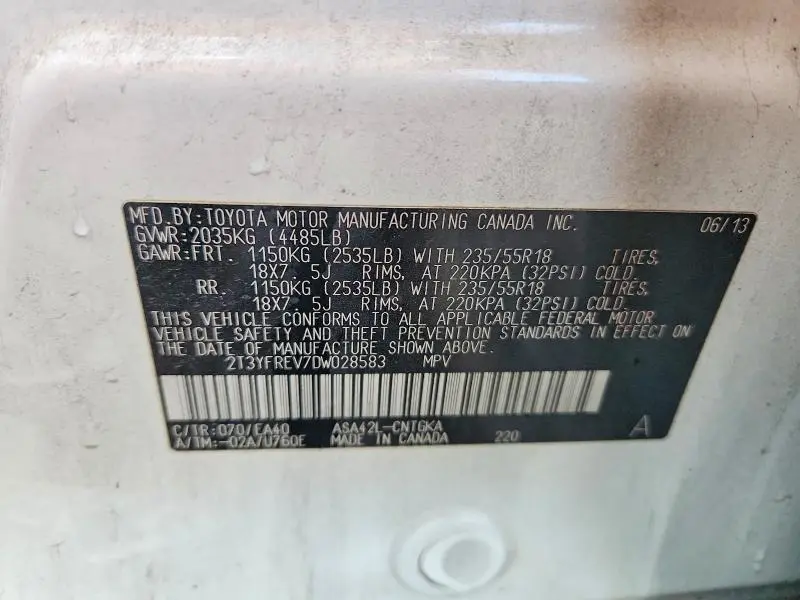 2013 TOYOTA RAV4 LIMITED  