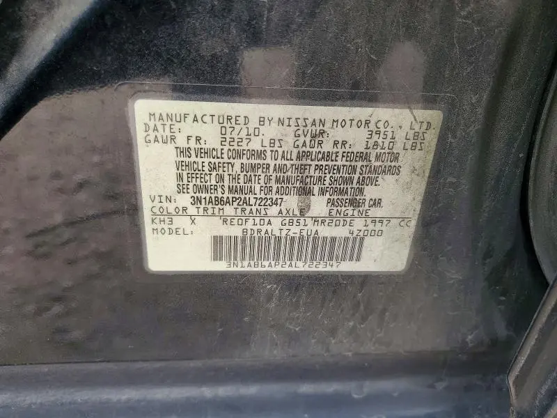 2010 NISSAN SENTRA 2.0  