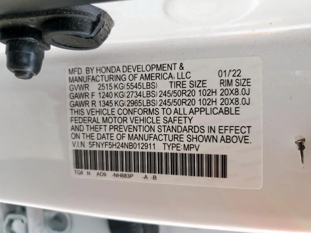 2022 HONDA PILOT SE  