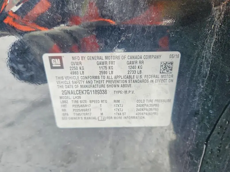 2016 CHEVROLET EQUINOX LT  