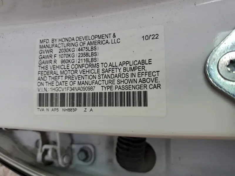 2022 HONDA ACCORD SPORT  