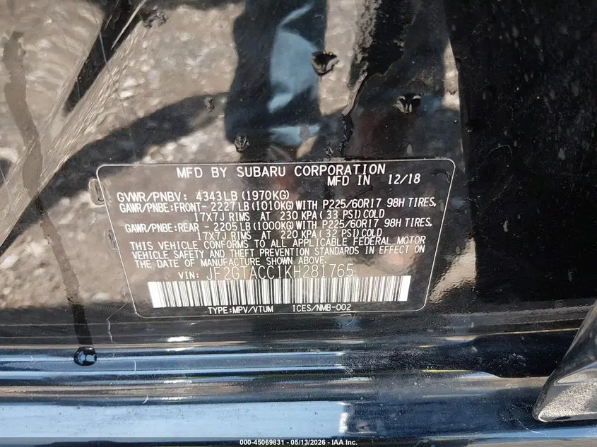 2019 SUBARU CROSSTREK 2.0I PREMIUM