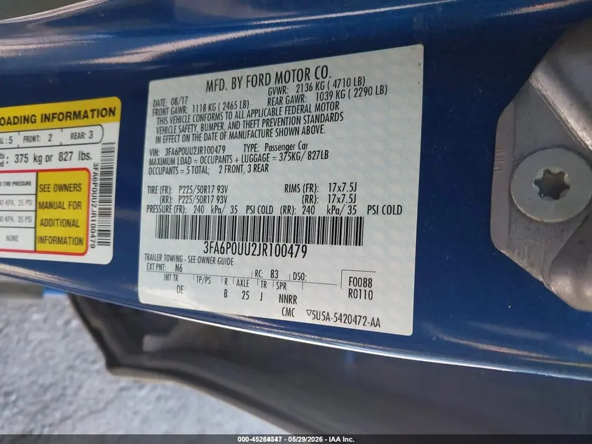 2018 FORD FUSION HYBRID S