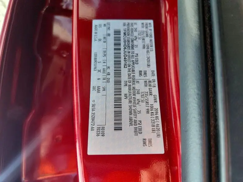 2018 FORD ESCAPE SEL  