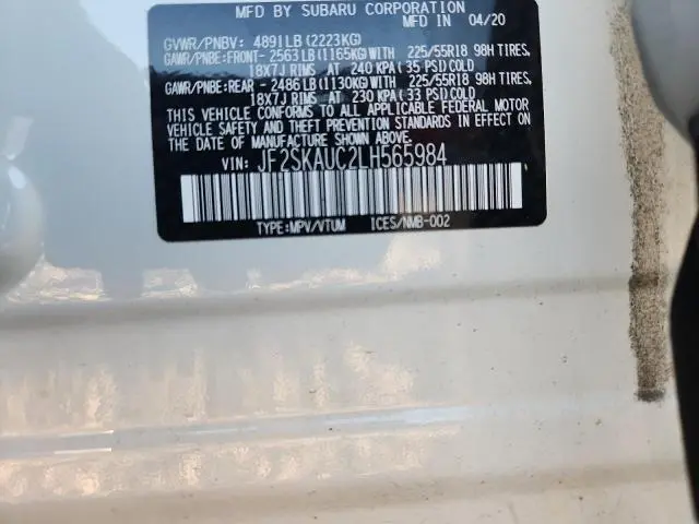 2020 SUBARU FORESTER LIMITED  