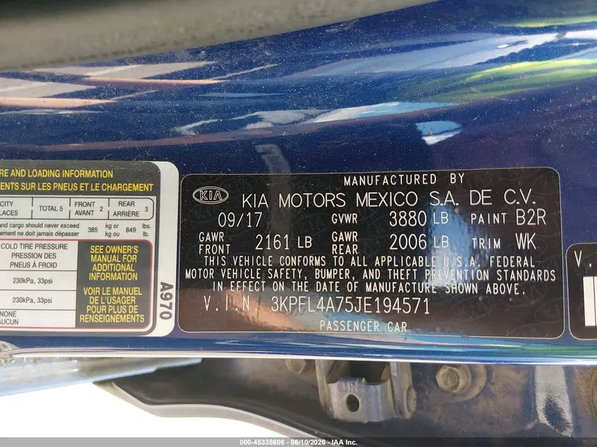 2018 KIA FORTE LX