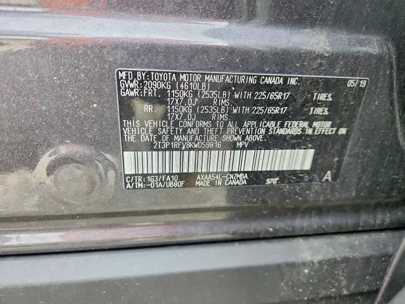 2019 TOYOTA RAV4 XLE  