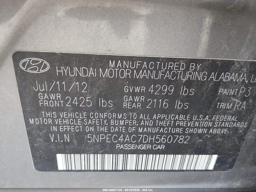 2013 HYUNDAI SONATA LIMITED