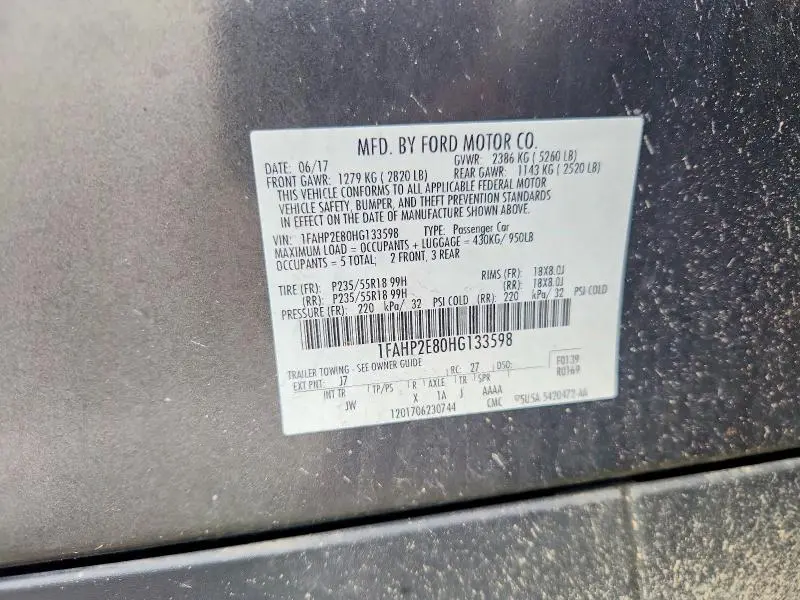 2017 FORD TAURUS SEL  
