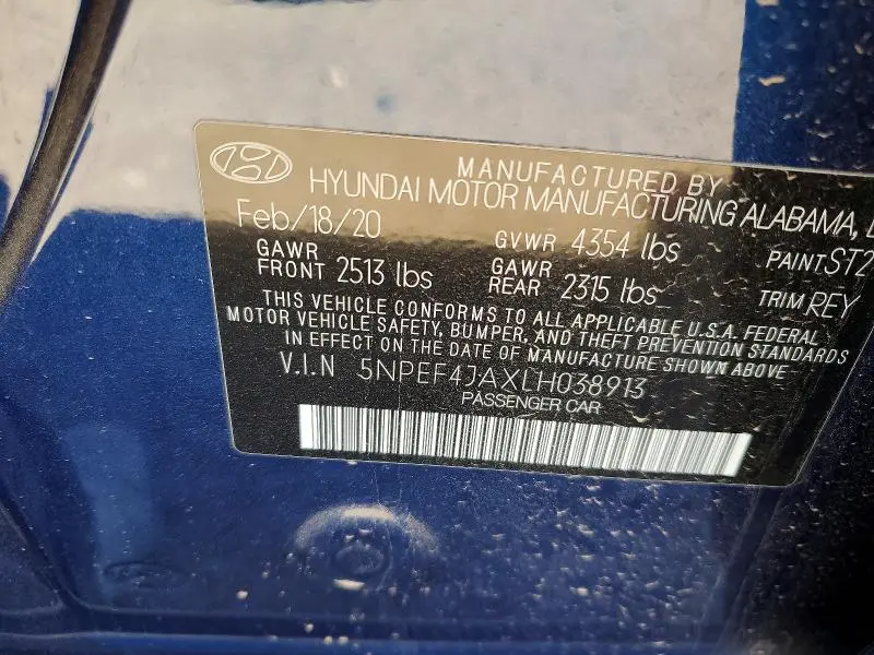 2020 HYUNDAI SONATA SEL  