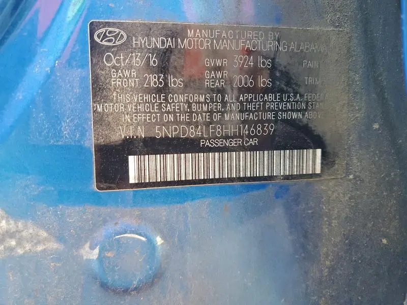 2017 HYUNDAI ELANTRA SE  