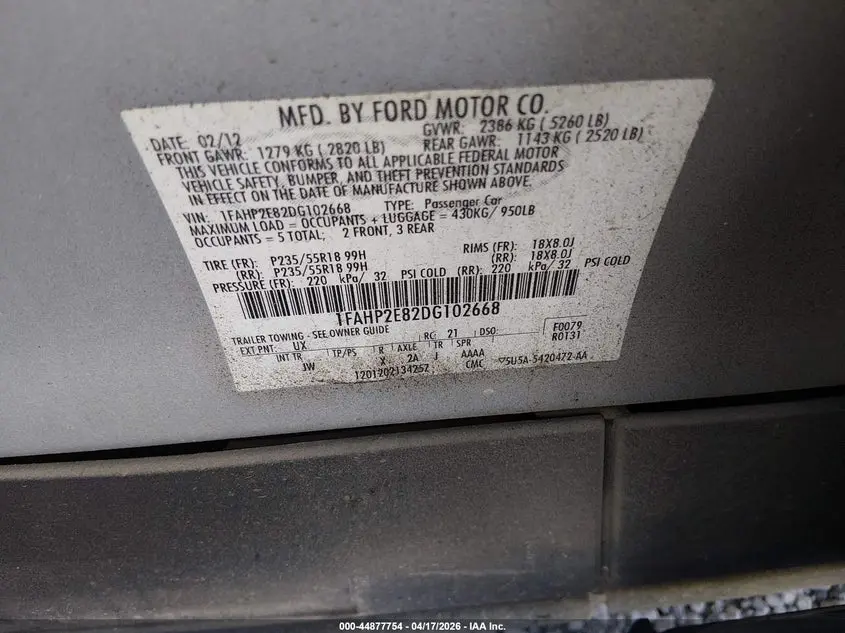 2013 FORD TAURUS SEL
