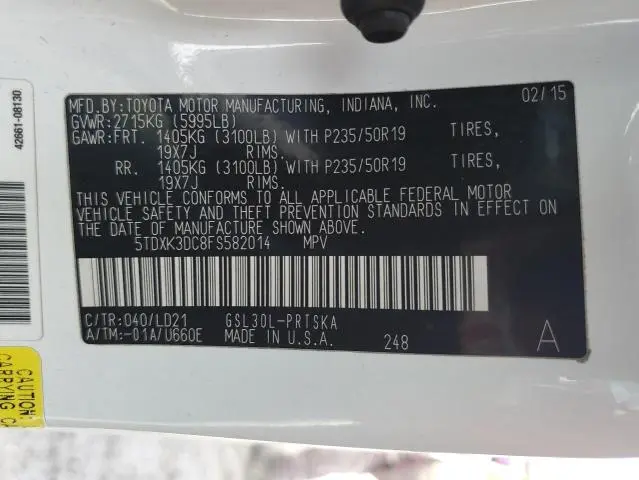 2015 TOYOTA SIENNA SPORT  