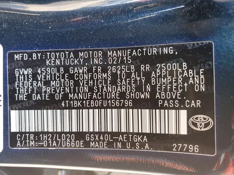 2015 TOYOTA AVALON XLE  