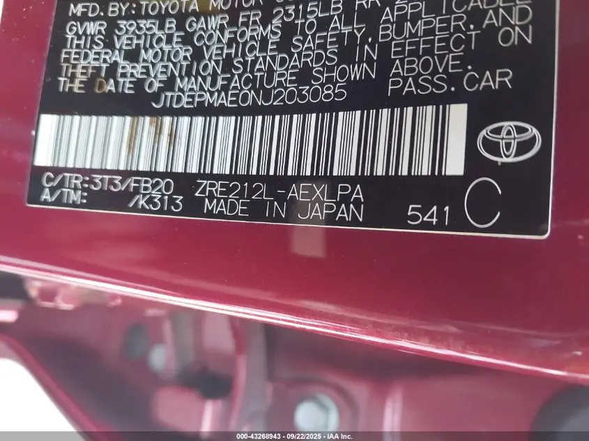 2022 TOYOTA COROLLA LE