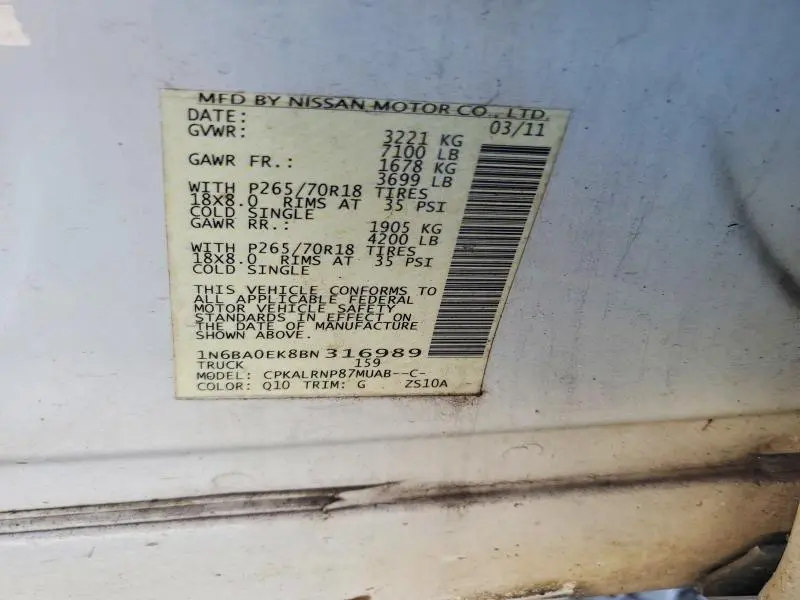 2011 NISSAN TITAN S  