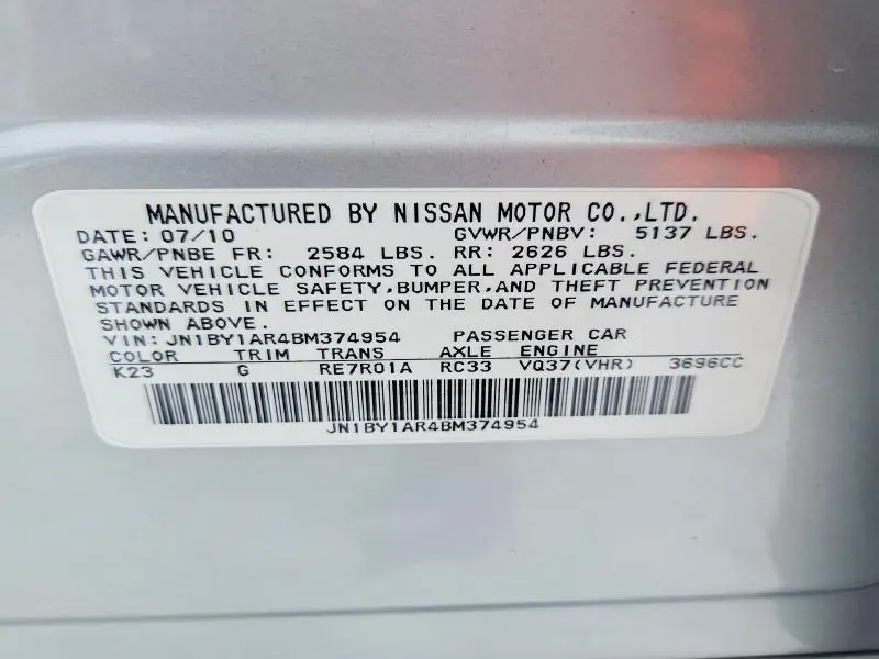 2011 INFINITI M37 X  