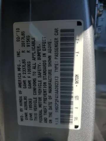 2010 HONDA ACCORD LXP  