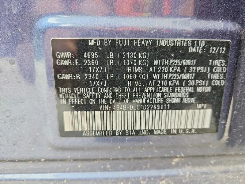 2013 SUBARU OUTBACK 3.6R LIMITED  