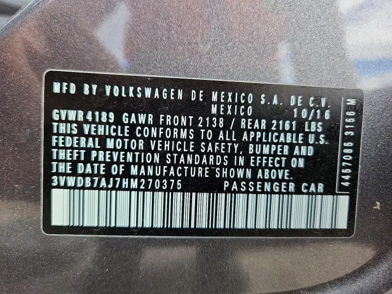 2017 VOLKSWAGEN JETTA SE  