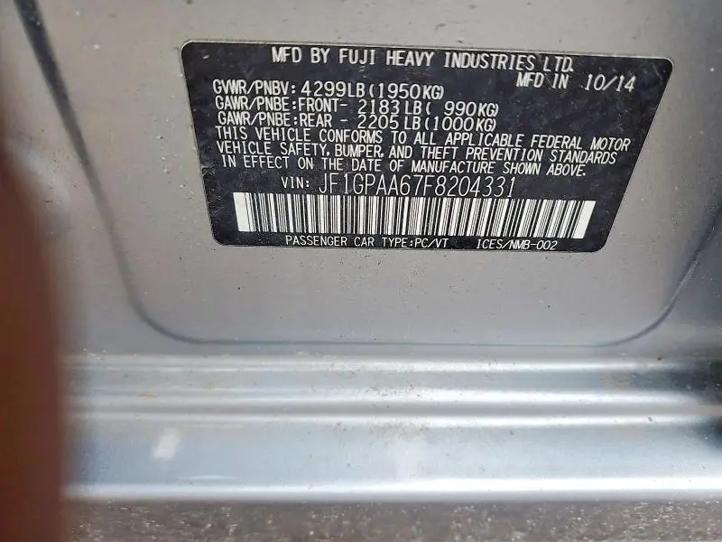 2015 SUBARU IMPREZA   
