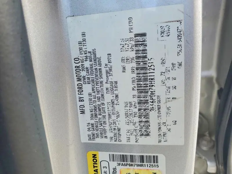 2017 FORD FUSION SE  
