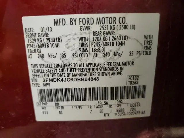 2013 FORD EDGE SEL  