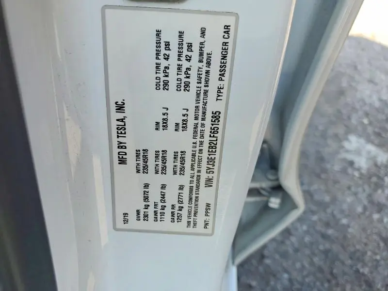 2020 TESLA MODEL 3   