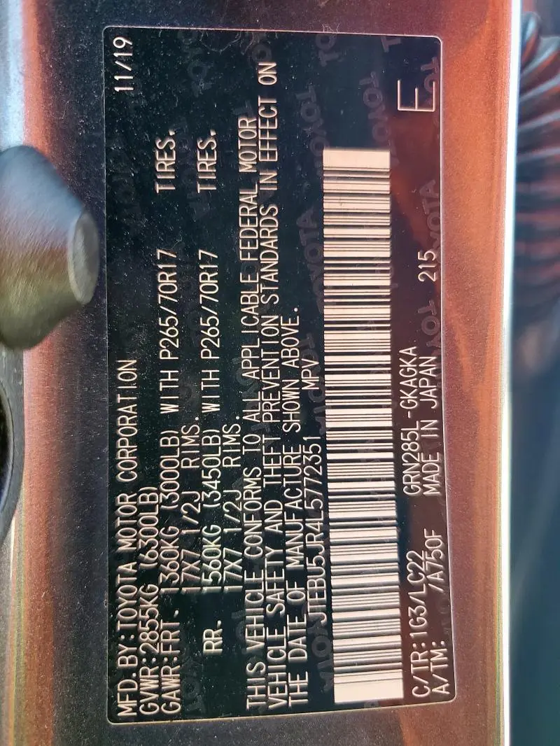 2020 TOYOTA 4RUNNER SR5/SR5 PREMIUM  