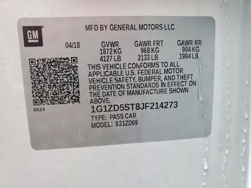 2018 CHEVROLET MALIBU LT  