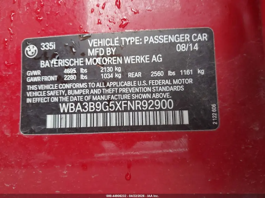2015 BMW 335I XDRIVE