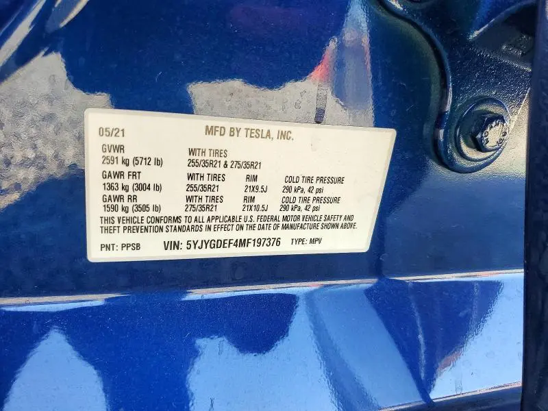 2021 TESLA MODEL Y   