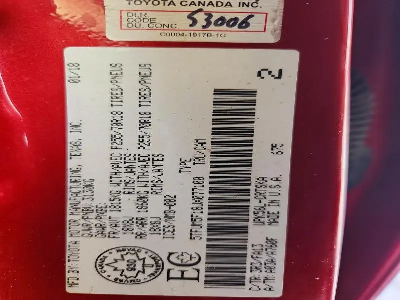 2018 TOYOTA TUNDRA DOUBLE CAB SR  