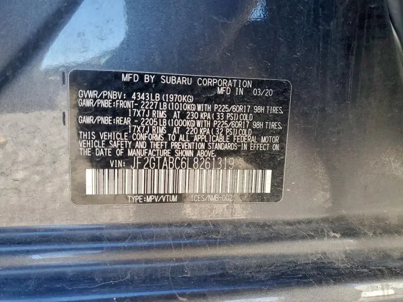 2020 SUBARU CROSSTREK   