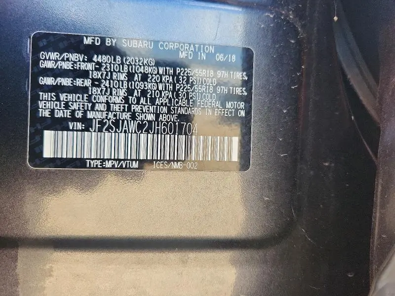 2018 SUBARU FORESTER 2.5I TOURING  