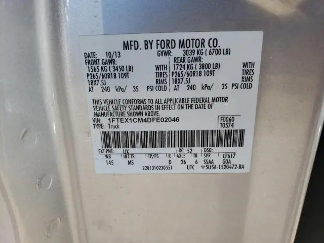 2013 FORD F150 SUPER CAB  