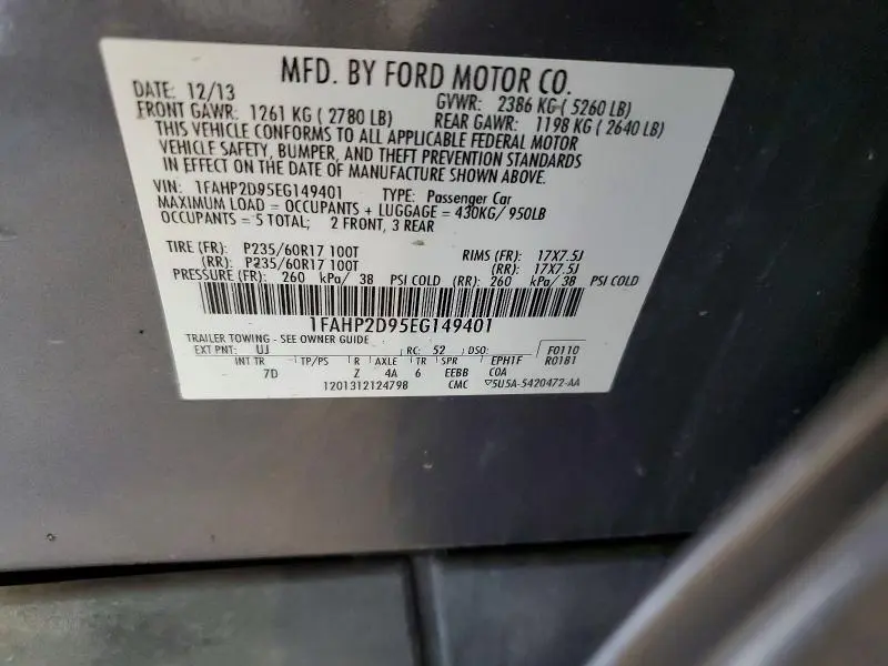 2014 FORD TAURUS SE  