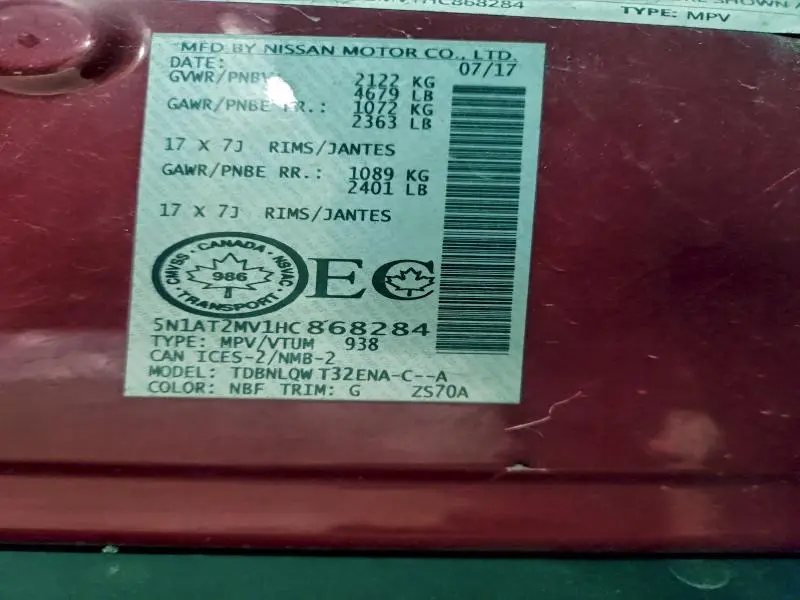 2017 NISSAN ROGUE SV  