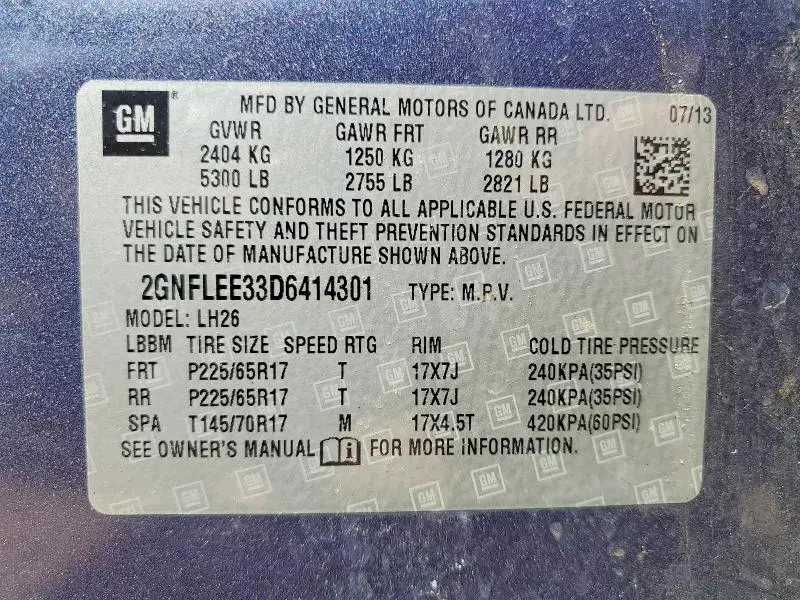 2013 CHEVROLET EQUINOX LT  