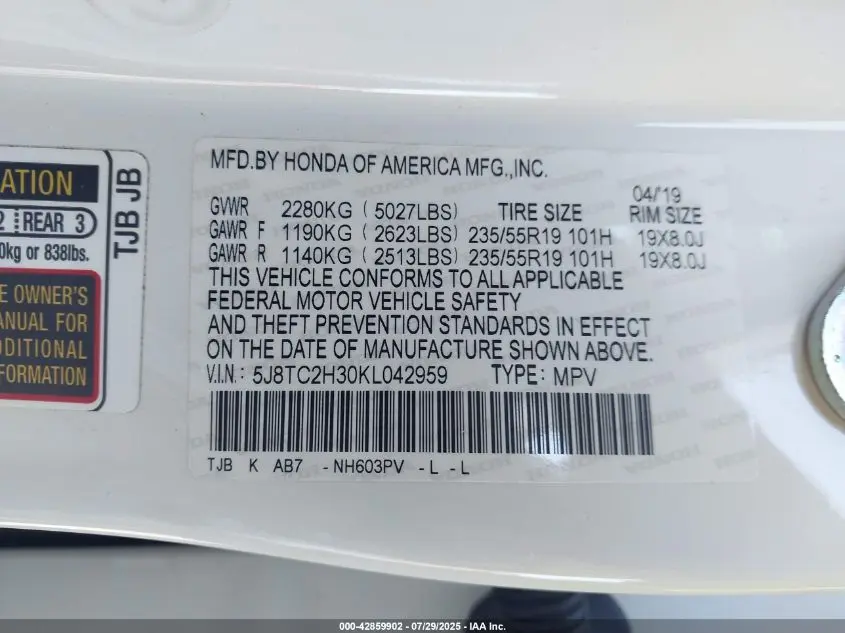 2019 ACURA RDX STANDARD