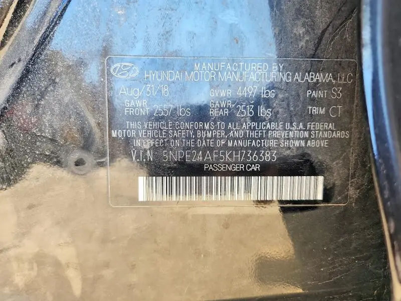 2019 HYUNDAI SONATA SE  