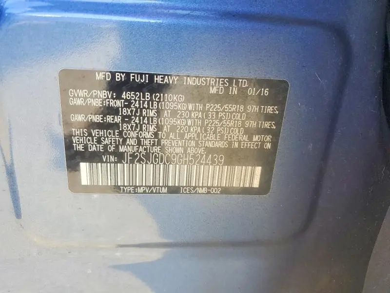 2016 SUBARU FORESTER 2.0XT PREMIUM  