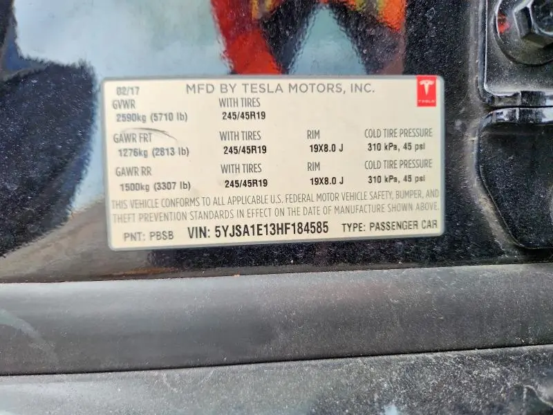 2017 TESLA MODEL S   
