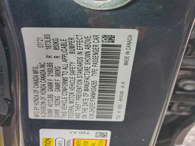 2022 HONDA CIVIC TOURING  