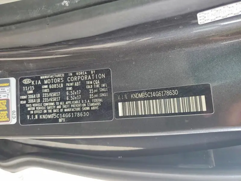 2016 KIA SEDONA LX  