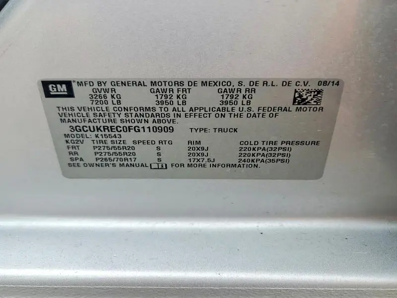 2015 CHEVROLET SILVERADO K1500 LT  