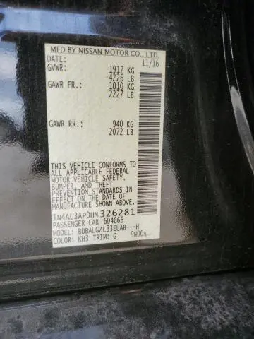 2017 NISSAN ALTIMA 2.5  