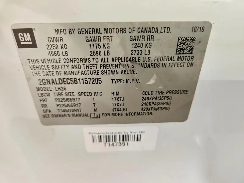 2011 CHEVROLET EQUINOX 1LT  