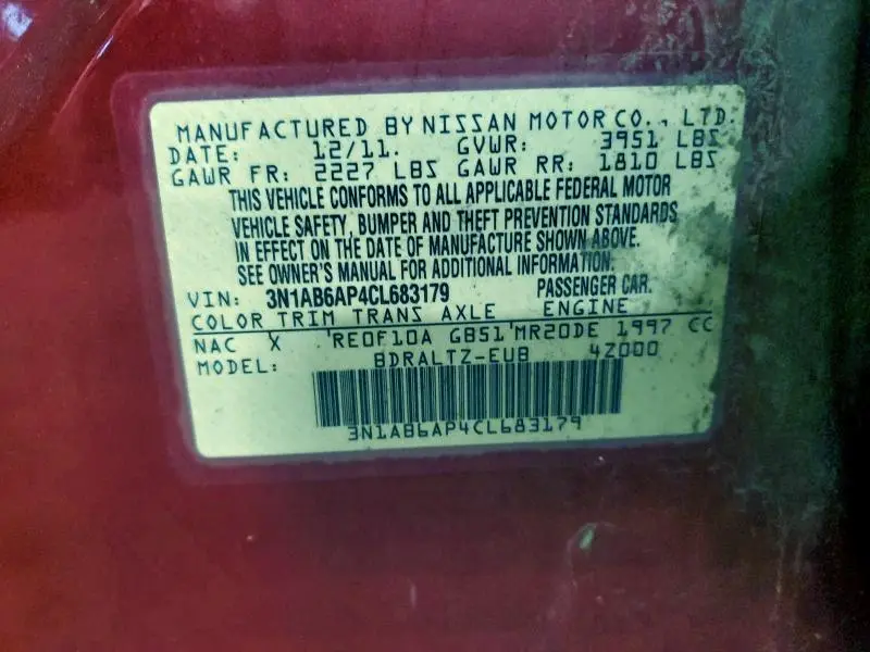 2012 NISSAN SENTRA 2.0  